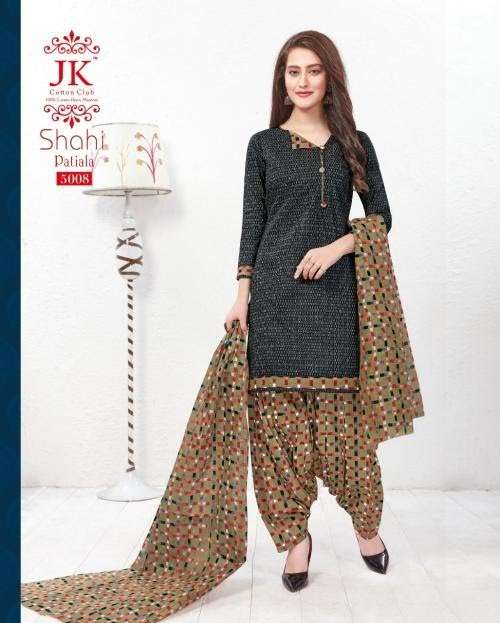 SHAHI PATIALA VOL-5 BY JK COTTON CLUB 5001 TO 5010 SERIES BEAUTIFUL PATIYALA SUITS COLORFUL STYLISH FANCY COLORFUL CASUAL WEAR & ETHNIC WEAR COTTON PRINTED DRESSES AT WHOLESALE PRICE