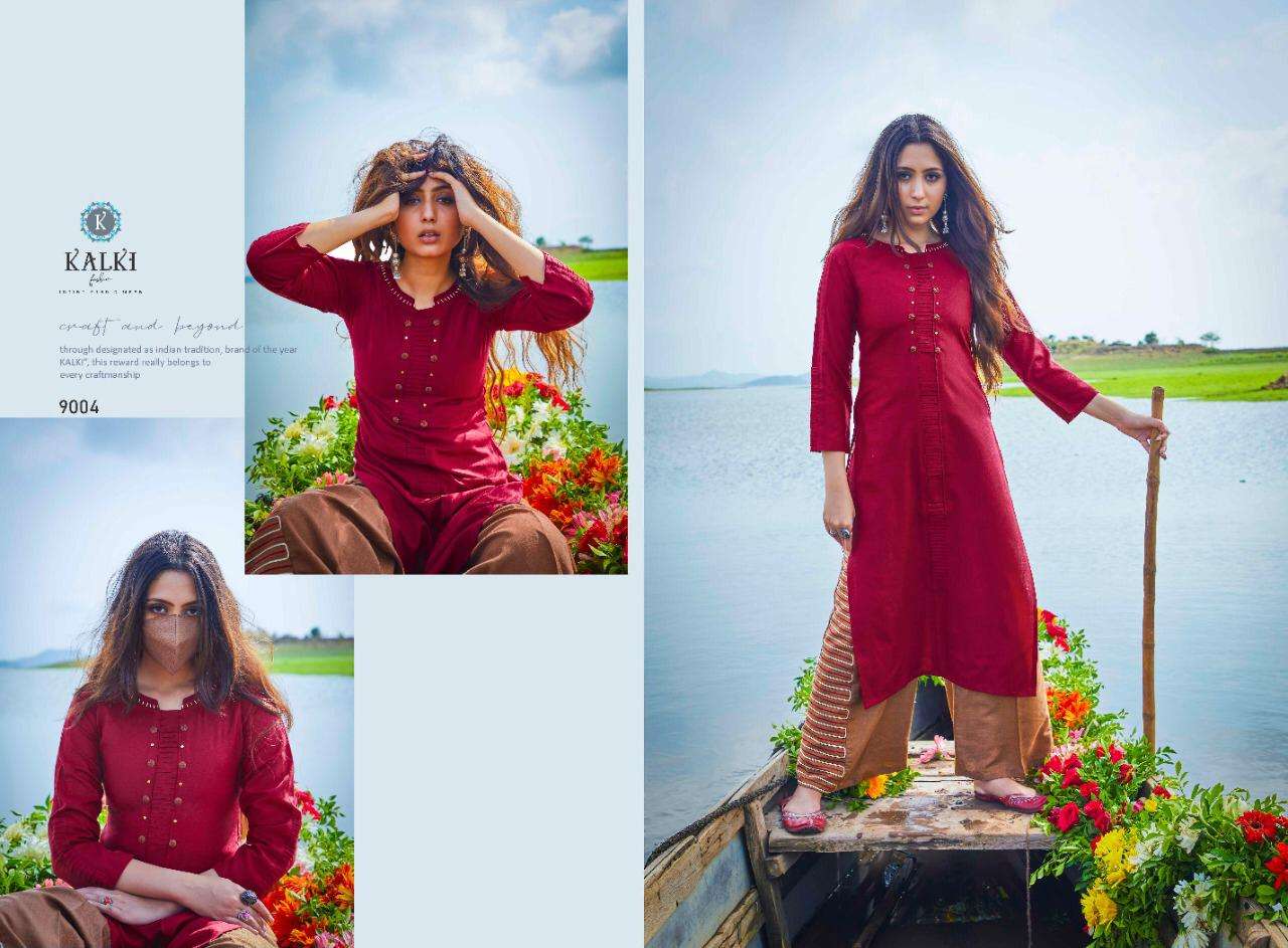 MIRROW VOL-9 BY KALKI 9001 TO 9006 SERIES BEAUTIFUL STYLISH COLORFUL FANCY PARTY WEAR & ETHNIC WEAR & READY TO WEAR PURE RUBY COTTON WITH EMBROIDERY KURTIS AT WHOLESALE PRICE