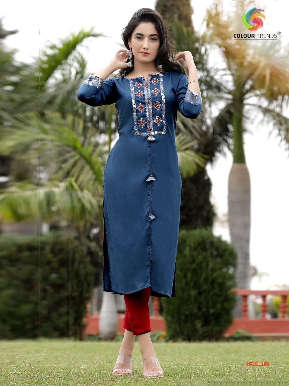 PRARA VOL-4 BY COLOUR TRENDS 4001 TO 4006 SERIES BEAUTIFUL STYLISH COLORFUL FANCY PARTY WEAR & ETHNIC WEAR & READY TO WEAR RAYON EMBROIDERED KURTIS AT WHOLESALE PRICE