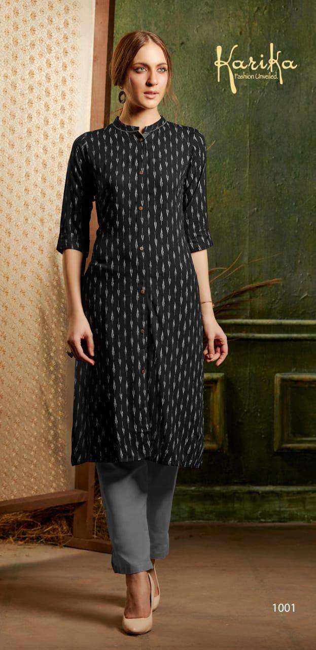 IKKAT BY KARIKA 1001 TO 1006 SERIES BEAUTIFUL STYLISH COLORFUL FANCY PARTY WEAR & ETHNIC WEAR & READY TO WEAR VISCOSE RAYON PRINTED KURTIS AT WHOLESALE PRICE