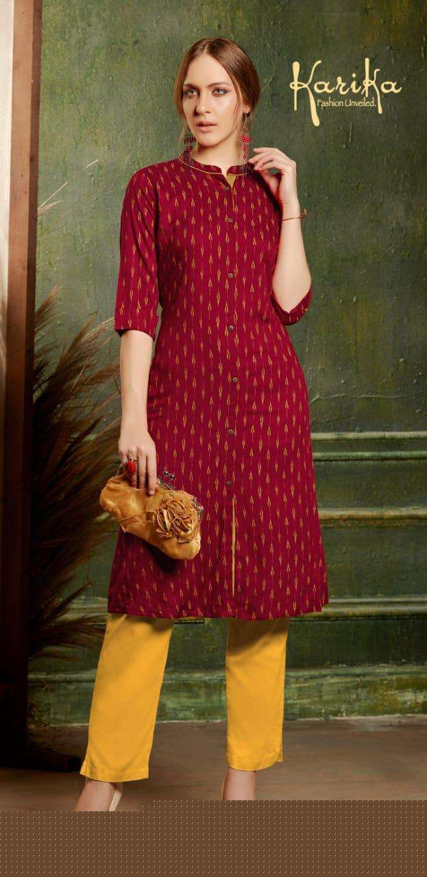 IKKAT BY KARIKA 1001 TO 1006 SERIES BEAUTIFUL STYLISH COLORFUL FANCY PARTY WEAR & ETHNIC WEAR & READY TO WEAR VISCOSE RAYON PRINTED KURTIS AT WHOLESALE PRICE