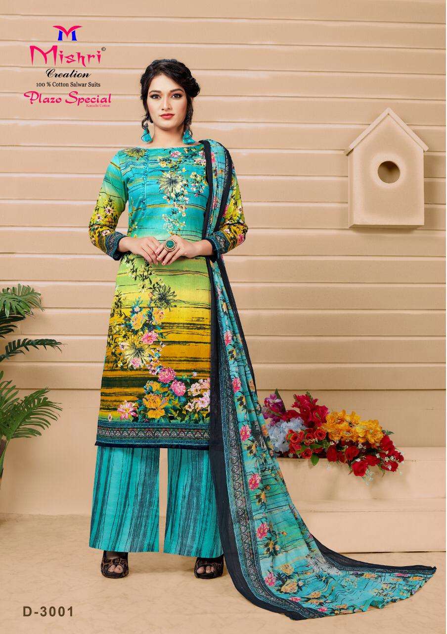 PLAZO SPECIAL VOL-3 BY MISHRI 3001 TO 3010 SERIES INDIAN TRADITIONAL WEAR COLLECTION BEAUTIFUL STYLISH FANCY COLORFUL PARTY WEAR & OCCASIONAL WEAR COTTON PRINTED DRESS AT WHOLESALE PRICE