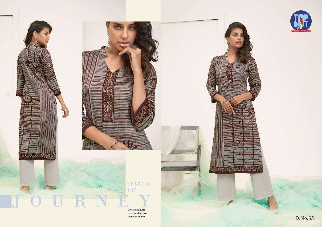 MOTIF VOL-7 BY TOP DOT 3311 TO 338 SERIES BEAUTIFUL STYLISH COLORFUL FANCY PARTY WEAR & ETHNIC WEAR & READY TO WEAR PURE JAM COTTON PRINTED KURTIS AT WHOLESALE PRICE