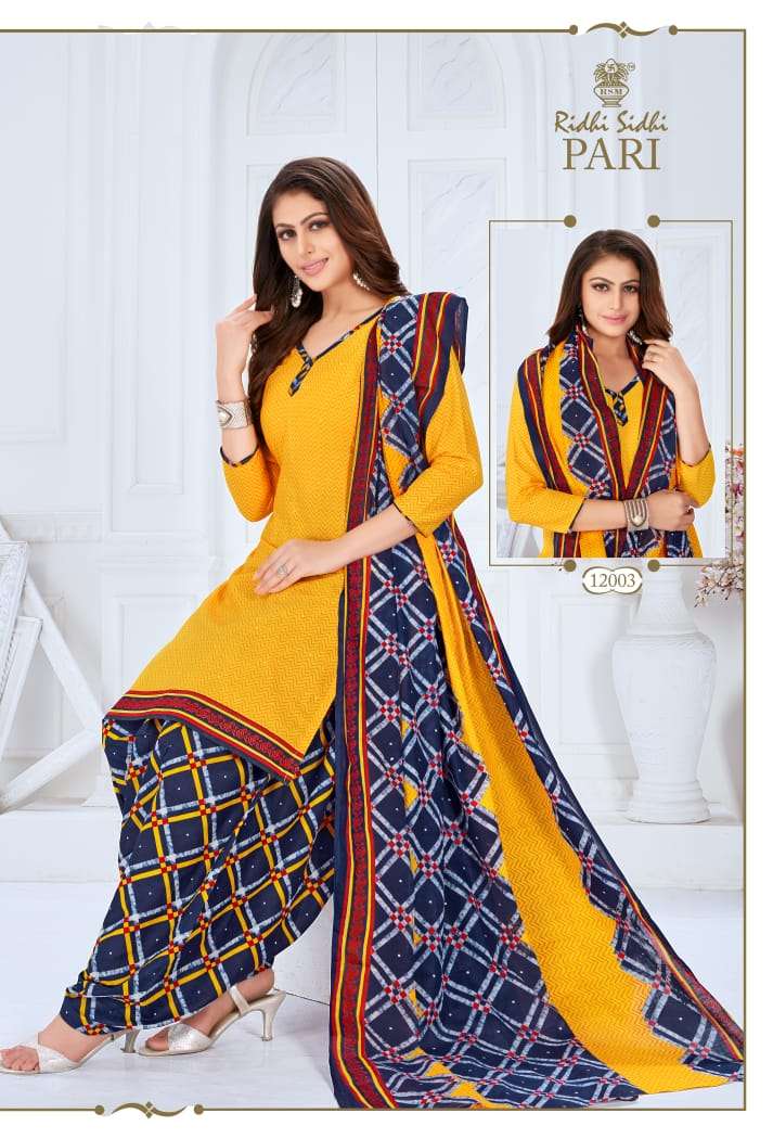 PARI VOL-12 BY RIDHI SIDHI 12001 TO 12014 SERIES BEAUTIFUL COLORFUL STYLISH PRETTY PARTY WEAR CASUAL WEAR OCCASIONAL WEAR PURE COTTON PRINTED DRESSES AT WHOLESALE PRICE