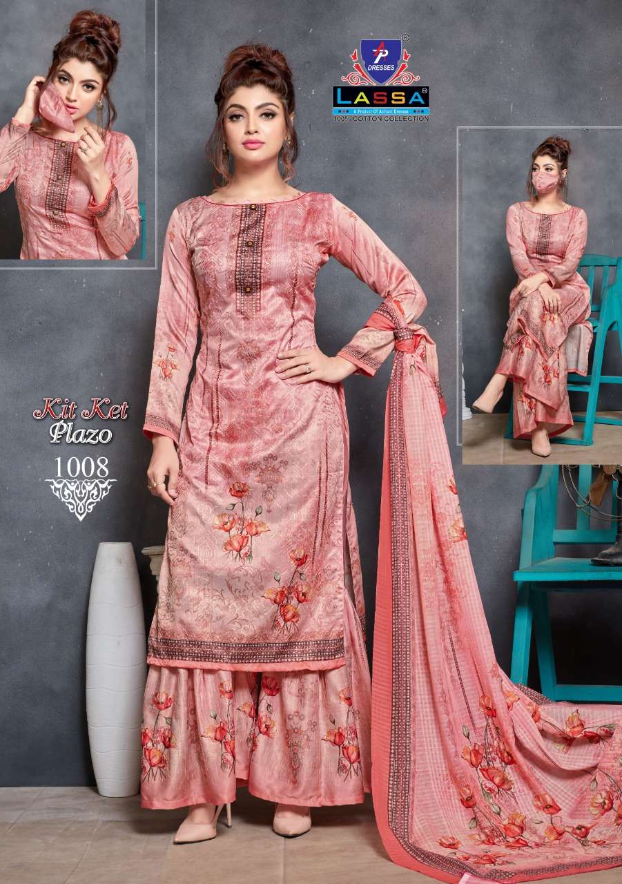 KIT KET PLAZO BY LASSA 1001 TO 1010 SERIES BEAUTIFUL COLORFUL STYLISH PRETTY PARTY WEAR CASUAL WEAR OCCASIONAL WEAR COTTON PRINTED DRESSES AT WHOLESALE PRICE