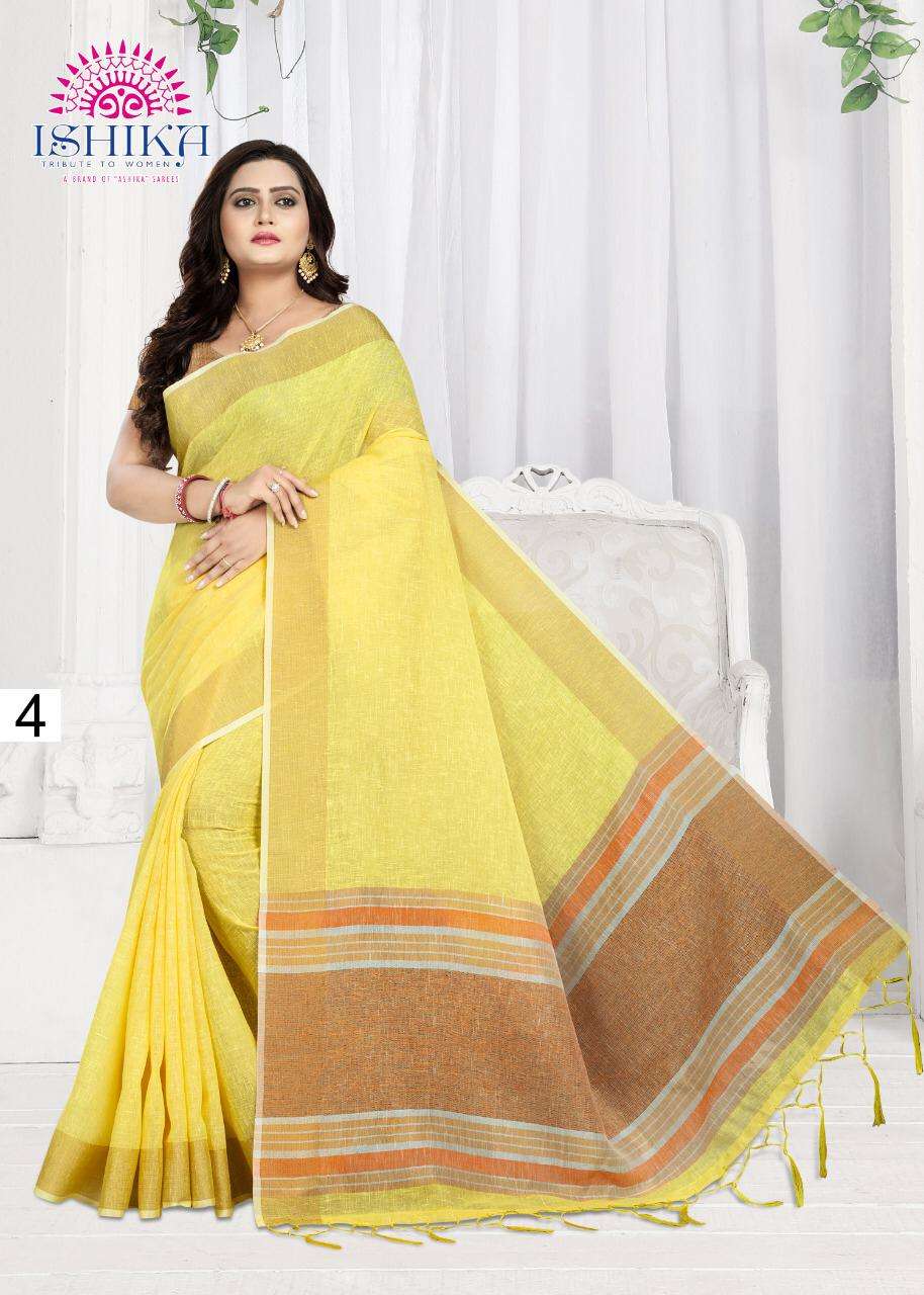 AYUSHI BY ISHIKA FASHION 1 TO 6 SERIES INDIAN TRADITIONAL WEAR COLLECTION BEAUTIFUL STYLISH FANCY COLORFUL PARTY WEAR & OCCASIONAL WEAR SPECIAL JUTE SAREES AT WHOLESALE PRICE