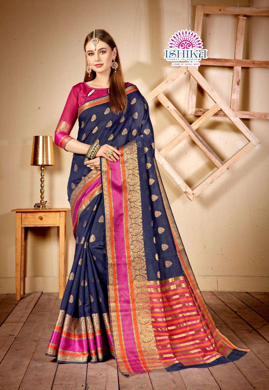 AALIYA BY ISHIKA FASHION 1001 TO 1007 SERIES INDIAN TRADITIONAL WEAR COLLECTION BEAUTIFUL STYLISH FANCY COLORFUL PARTY WEAR & OCCASIONAL WEAR SOFT COTTON SAREES AT WHOLESALE PRICE