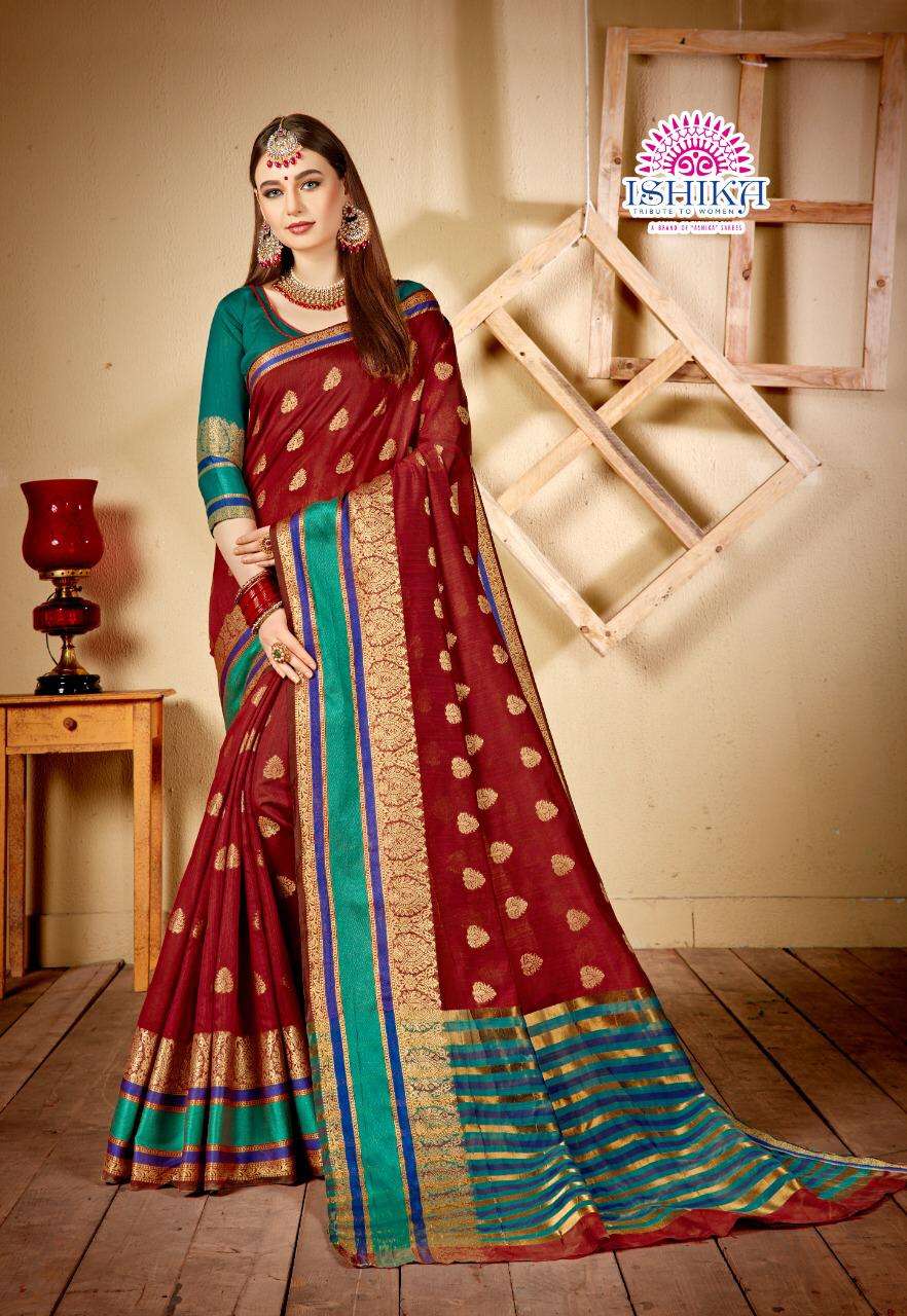 AALIYA BY ISHIKA FASHION 1001 TO 1007 SERIES INDIAN TRADITIONAL WEAR COLLECTION BEAUTIFUL STYLISH FANCY COLORFUL PARTY WEAR & OCCASIONAL WEAR SOFT COTTON SAREES AT WHOLESALE PRICE