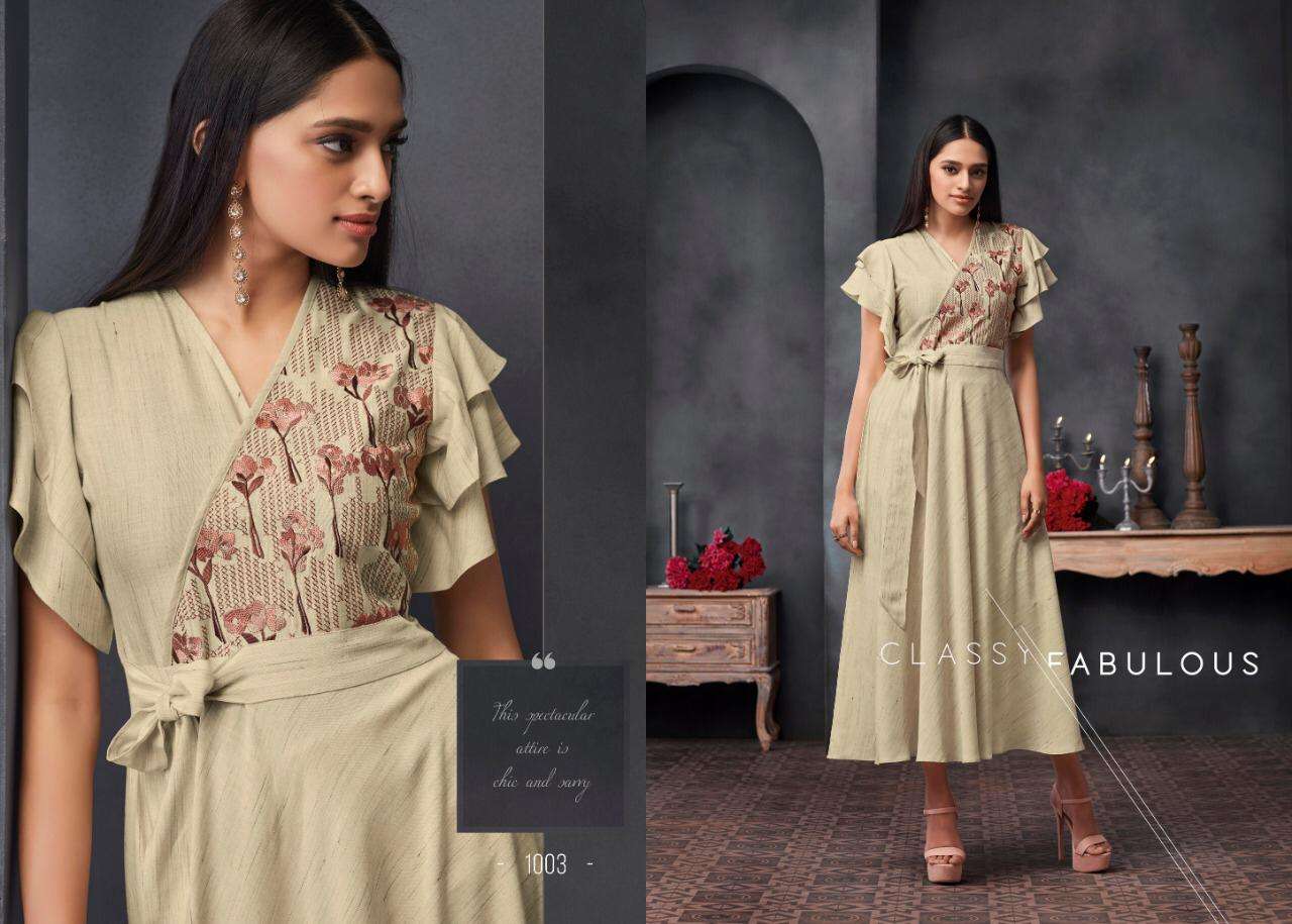 ELEGANCE BY ETERNAL 1001 TO 1007 SERIES BEAUTIFUL STYLISH FANCY COLORFUL CASUAL WEAR & ETHNIC WEAR & READY TO WEAR COTTON & RAYON WITH EMBROIDERY KURTIS AT WHOLESALE PRICE