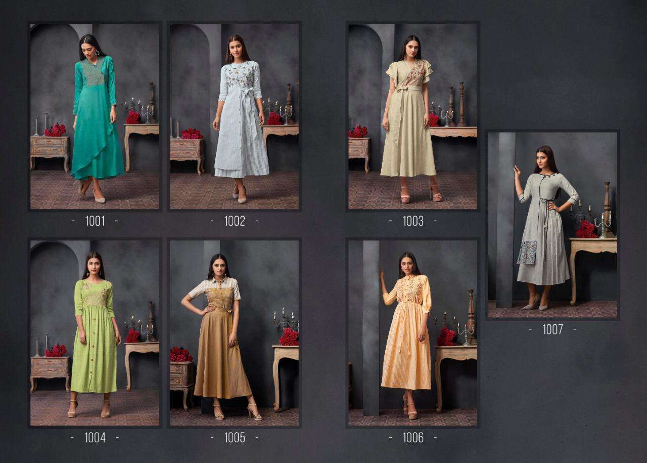 ELEGANCE BY ETERNAL 1001 TO 1007 SERIES BEAUTIFUL STYLISH FANCY COLORFUL CASUAL WEAR & ETHNIC WEAR & READY TO WEAR COTTON & RAYON WITH EMBROIDERY KURTIS AT WHOLESALE PRICE