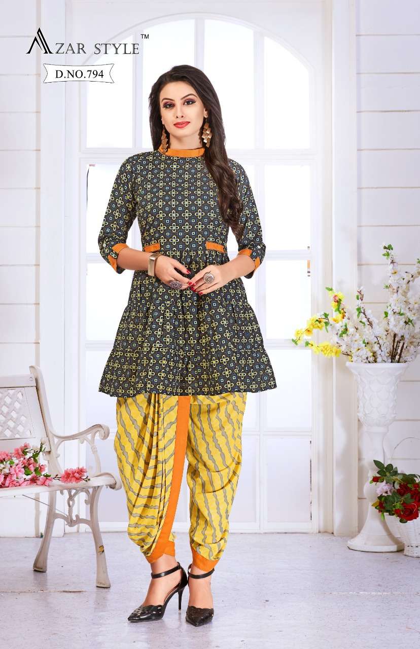 KUDI BY AZAR STYLE 793 TO 797 SERIES BEAUTIFUL STYLISH FANCY COLORFUL CASUAL WEAR & ETHNIC WEAR FANCY PRINTED KURTIS AT WHOLESALE PRICE