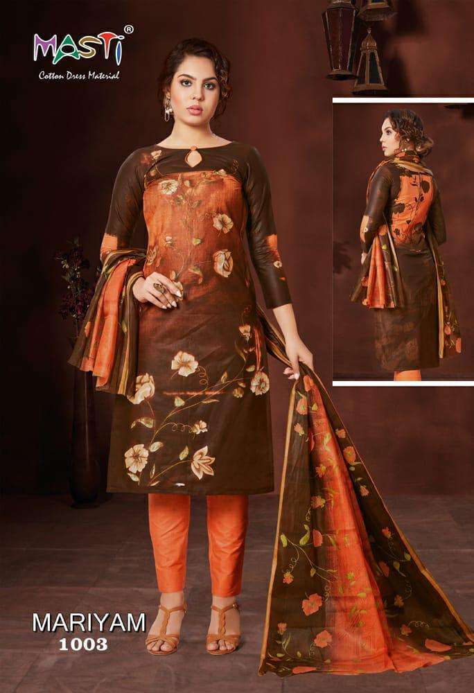 MARIYAM BY MASTI 1001 TO 1010 SERIES BEAUTIFUL COLORFUL STYLISH FANCY CASUAL WEAR & ETHNIC WEAR & READY TO WEAR COTTON PRINTED DRESSES AT WHOLESALE PRICE