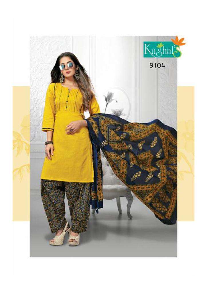 PREETY PATIYALA BY KUSHAL TEX 9101 TO 9105 SERIES DESIGNER PATIYALA SUITS BEAUTIFUL FANCY COLORFUL STYLISH PARTY WEAR & ETHNIC WEAR PURE COTTON FLEX PRINTED DRESSES AT WHOLESALE PRICE