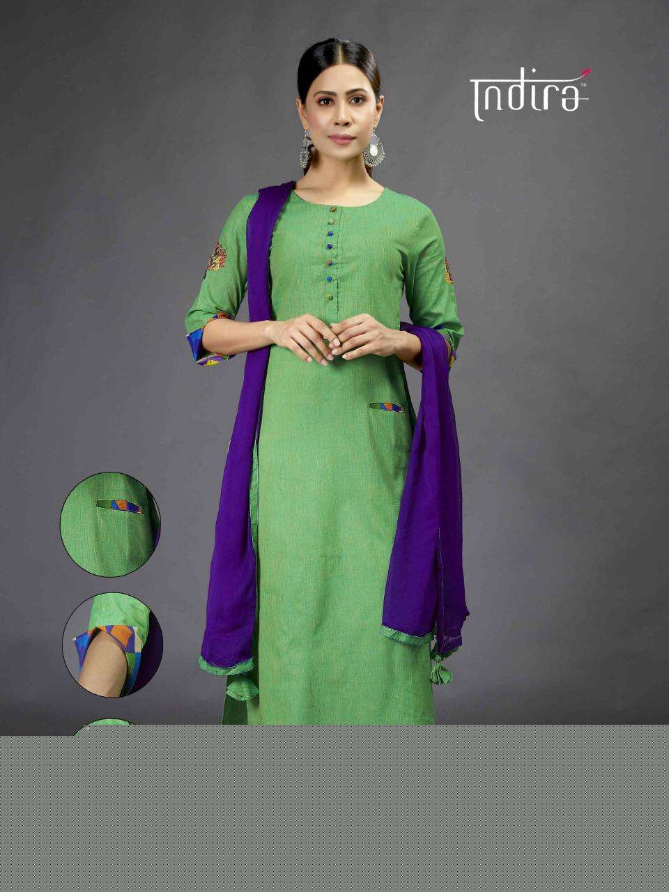 SADA BAHAR BY INDIRA 1301 TO 1306 SERIES BEAUTIFUL COLORFUL STYLISH FANCY CASUAL WEAR & ETHNIC WEAR & READY TO WEAR PURE SUMMER COTTON KURTIS WITH DUPATTA AT WHOLESALE PRICE