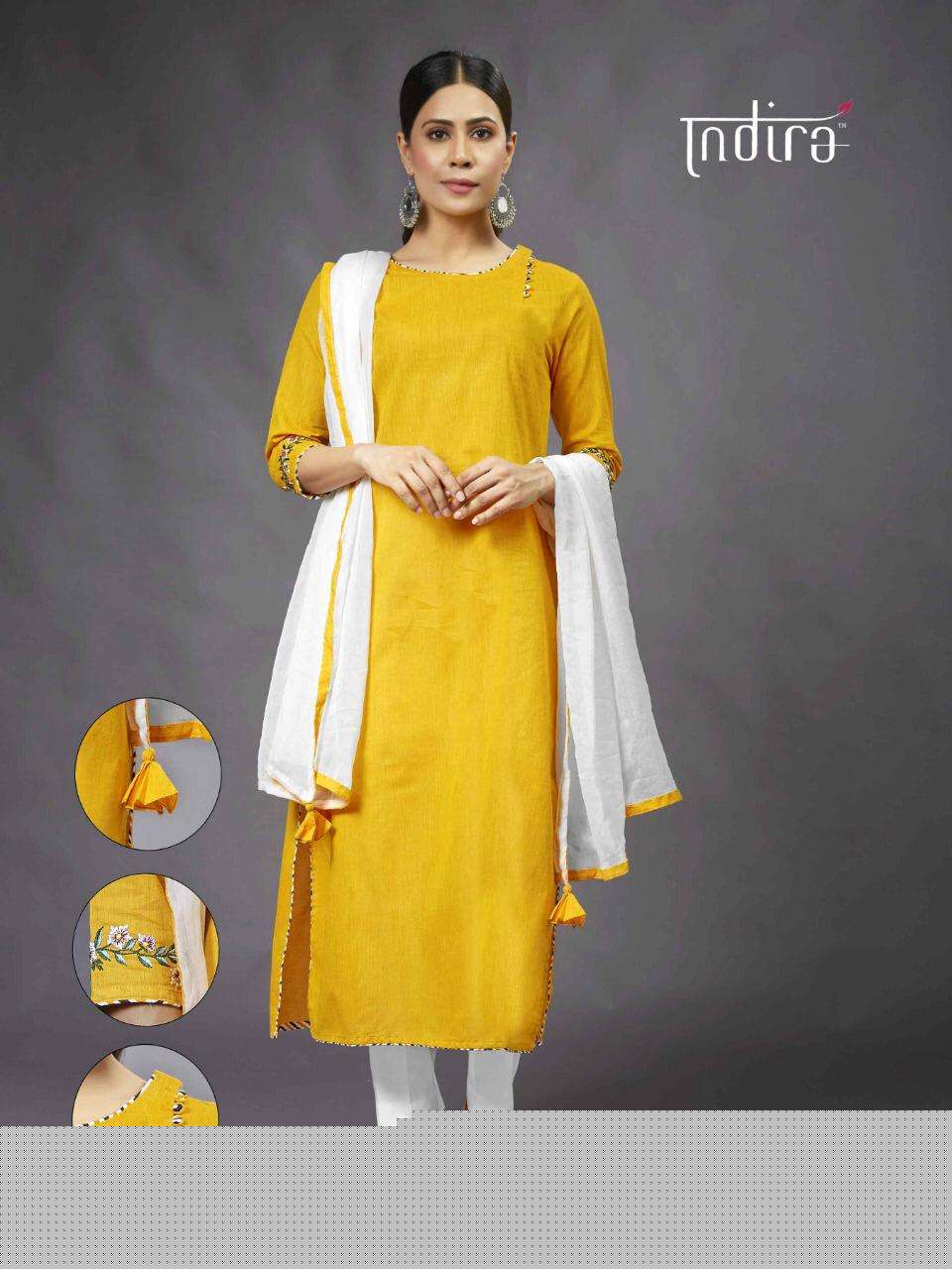 SADA BAHAR BY INDIRA 1301 TO 1306 SERIES BEAUTIFUL COLORFUL STYLISH FANCY CASUAL WEAR & ETHNIC WEAR & READY TO WEAR PURE SUMMER COTTON KURTIS WITH DUPATTA AT WHOLESALE PRICE