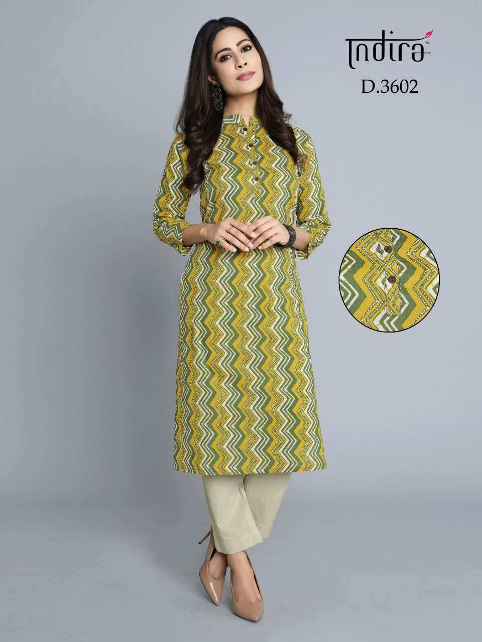 ROZANA VOL-3 BY INDIRA 3601 TO 3608 SERIES BEAUTIFUL COLORFUL STYLISH FANCY CASUAL WEAR & ETHNIC WEAR & READY TO WEAR JAIPURI BLOCK PRINTED CAMBRIC COTTON PRINTED KURTIS AT WHOLESALE PRICE