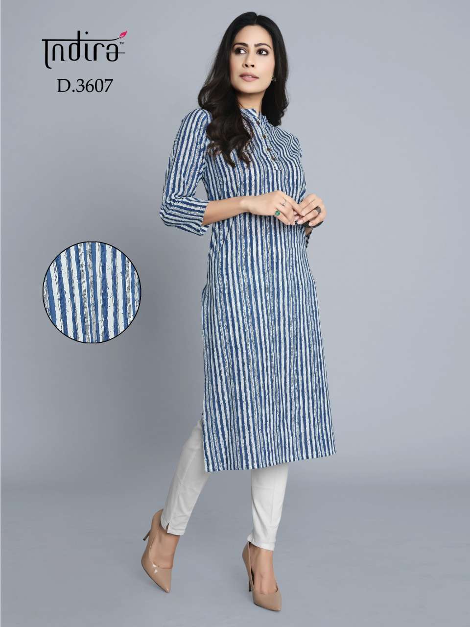 ROZANA VOL-3 BY INDIRA 3601 TO 3608 SERIES BEAUTIFUL COLORFUL STYLISH FANCY CASUAL WEAR & ETHNIC WEAR & READY TO WEAR JAIPURI BLOCK PRINTED CAMBRIC COTTON PRINTED KURTIS AT WHOLESALE PRICE