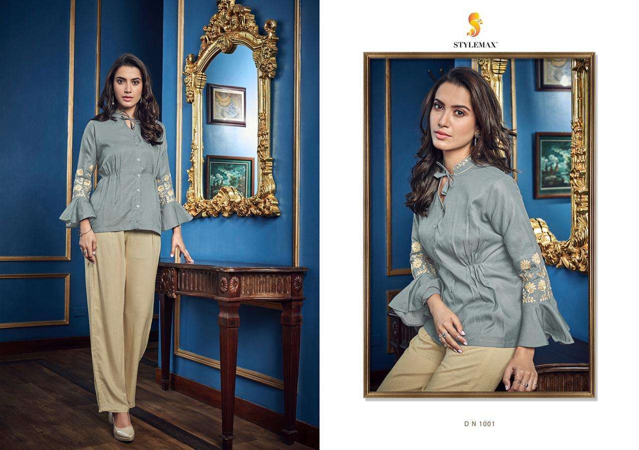 FASHION BY STYLEMAX 1001 TO 1008 SERIES BEAUTIFUL STYLISH FANCY COLORFUL CASUAL WEAR & ETHNIC WEAR HEAVY COTTON RAYON TOPS AT WHOLESALE PRICE