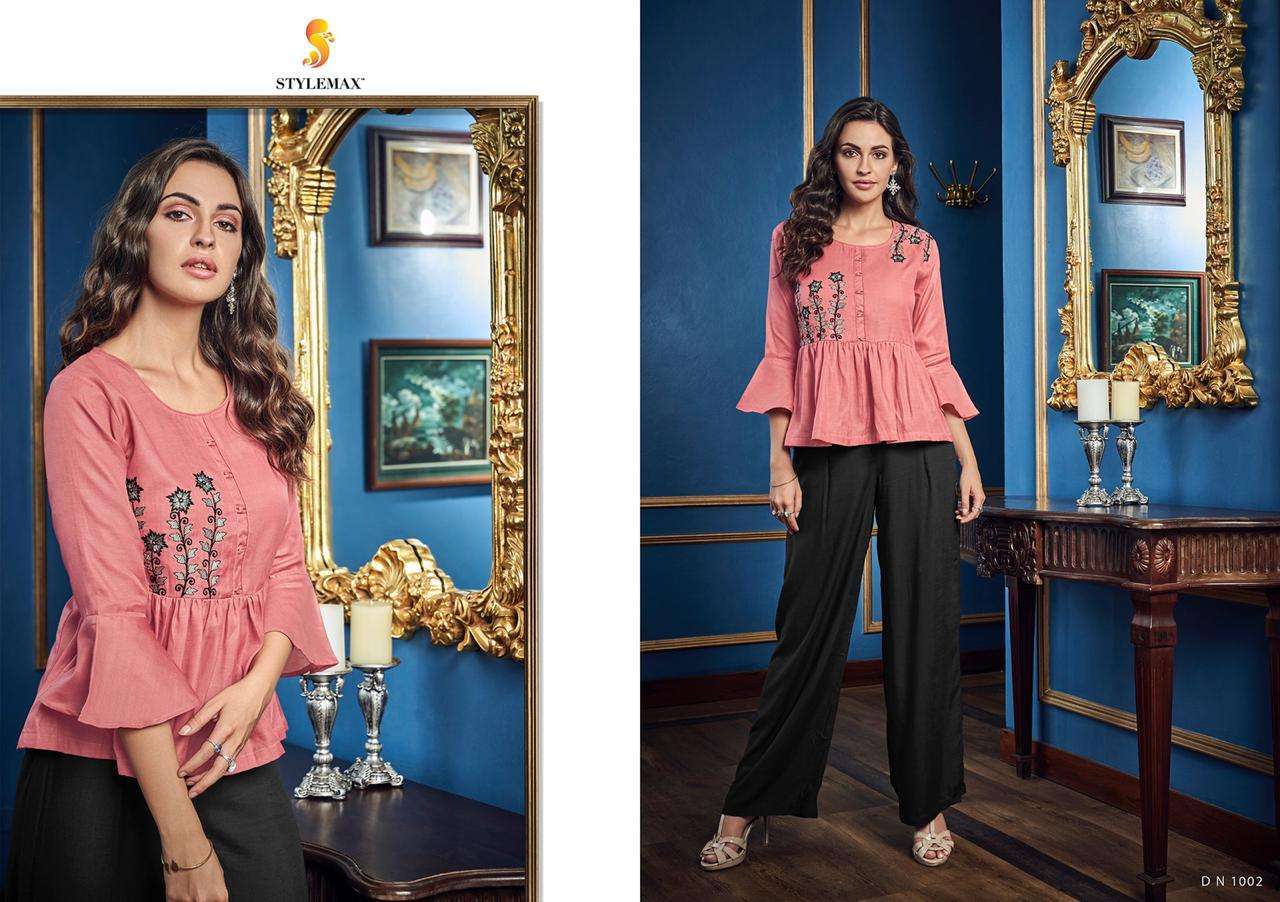 FASHION BY STYLEMAX 1001 TO 1008 SERIES BEAUTIFUL STYLISH FANCY COLORFUL CASUAL WEAR & ETHNIC WEAR HEAVY COTTON RAYON TOPS AT WHOLESALE PRICE