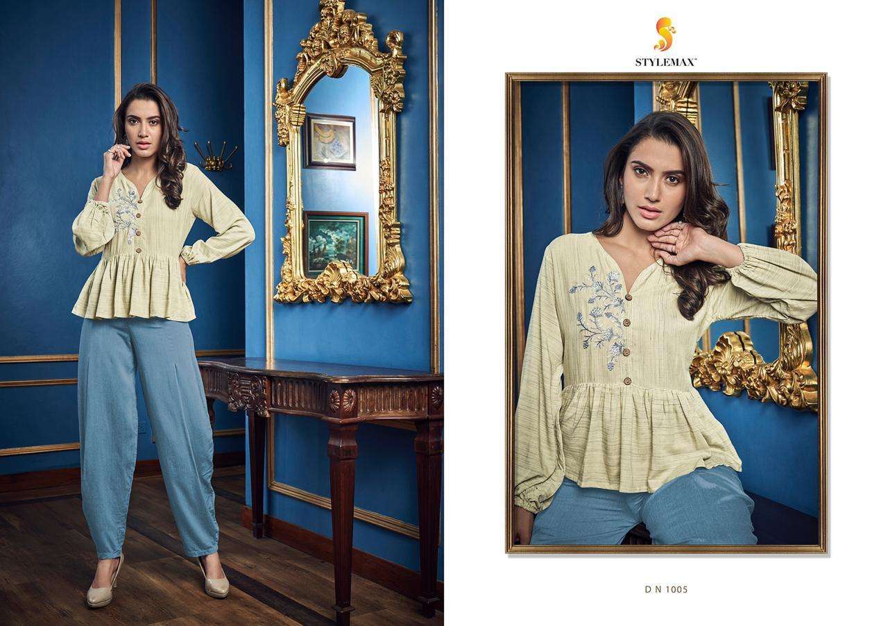 FASHION BY STYLEMAX 1001 TO 1008 SERIES BEAUTIFUL STYLISH FANCY COLORFUL CASUAL WEAR & ETHNIC WEAR HEAVY COTTON RAYON TOPS AT WHOLESALE PRICE