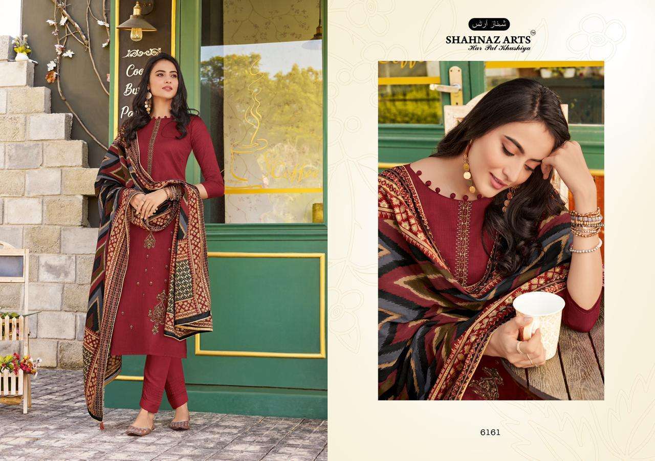 PANIHARI VOL-6 BY SHAHNAZ ARTS 6161 TO 6168 SERIES BEAUTIFUL SUITS STYLISH FANCY COLORFUL PARTY WEAR & OCCASIONAL WEAR JAM COTTON PRINTED WITH EMBROIDERY DRESSES AT WHOLESALE PRICE