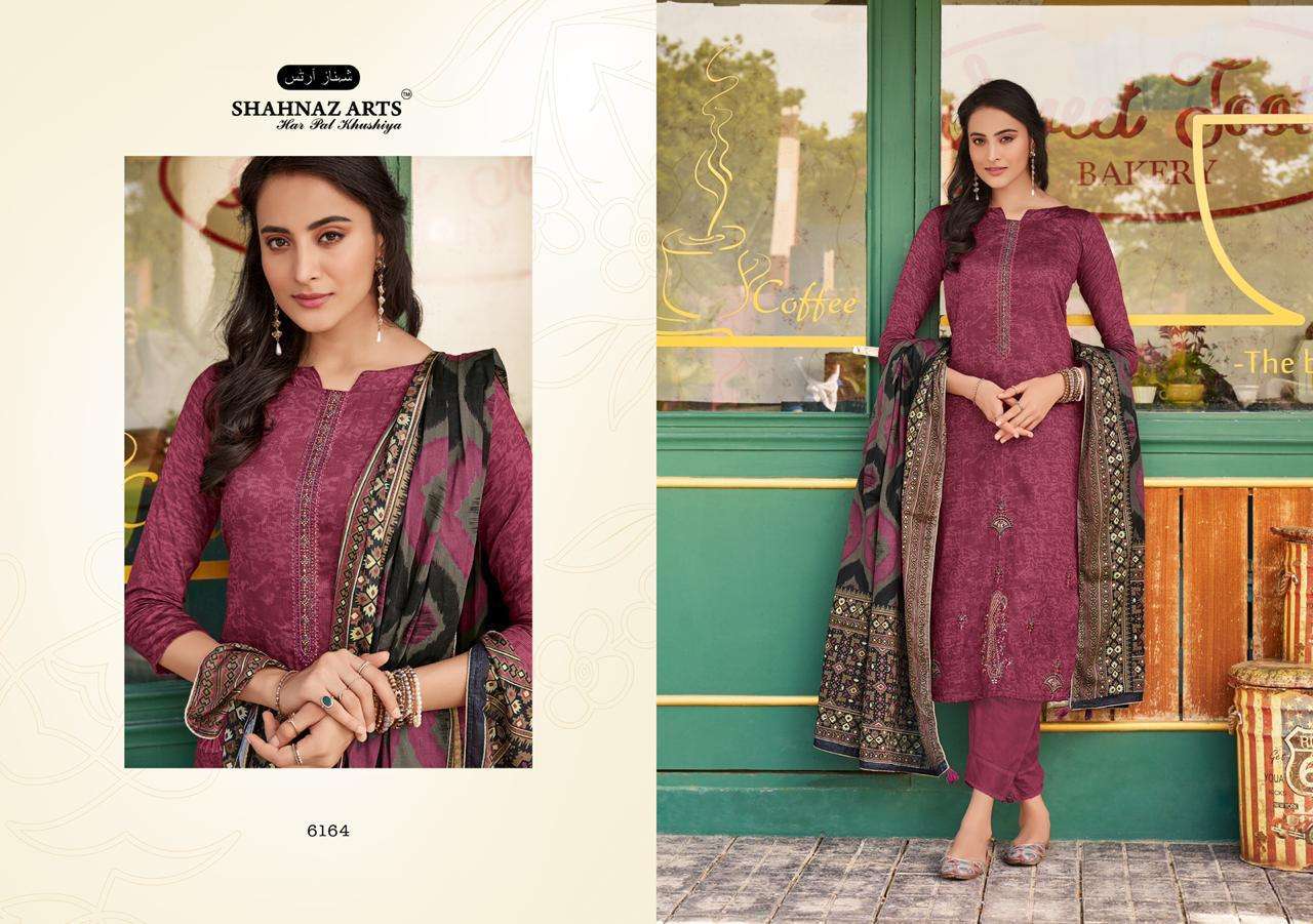 PANIHARI VOL-6 BY SHAHNAZ ARTS 6161 TO 6168 SERIES BEAUTIFUL SUITS STYLISH FANCY COLORFUL PARTY WEAR & OCCASIONAL WEAR JAM COTTON PRINTED WITH EMBROIDERY DRESSES AT WHOLESALE PRICE
