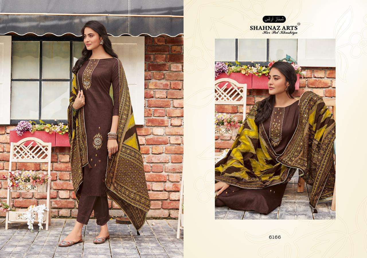 PANIHARI VOL-6 BY SHAHNAZ ARTS 6161 TO 6168 SERIES BEAUTIFUL SUITS STYLISH FANCY COLORFUL PARTY WEAR & OCCASIONAL WEAR JAM COTTON PRINTED WITH EMBROIDERY DRESSES AT WHOLESALE PRICE