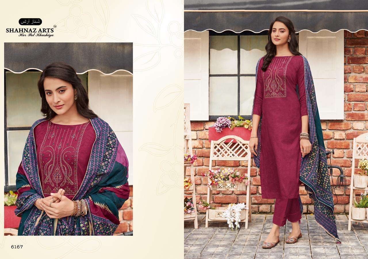 PANIHARI VOL-6 BY SHAHNAZ ARTS 6161 TO 6168 SERIES BEAUTIFUL SUITS STYLISH FANCY COLORFUL PARTY WEAR & OCCASIONAL WEAR JAM COTTON PRINTED WITH EMBROIDERY DRESSES AT WHOLESALE PRICE