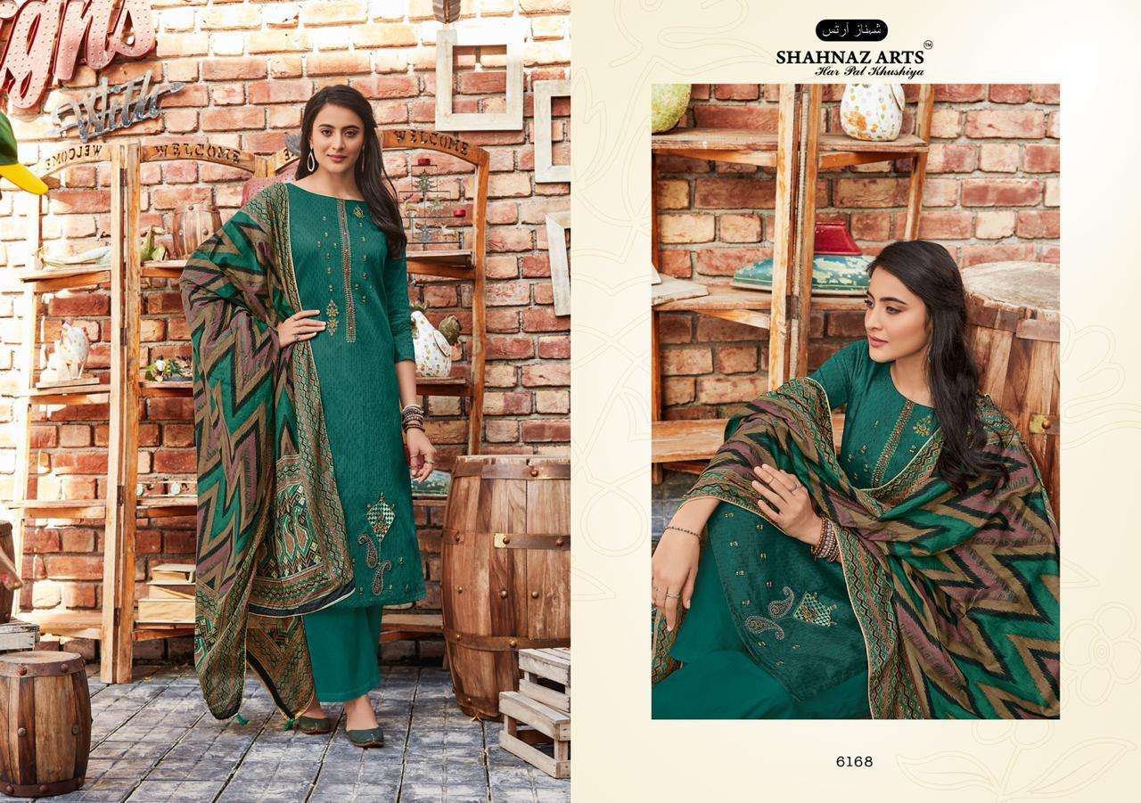 PANIHARI VOL-6 BY SHAHNAZ ARTS 6161 TO 6168 SERIES BEAUTIFUL SUITS STYLISH FANCY COLORFUL PARTY WEAR & OCCASIONAL WEAR JAM COTTON PRINTED WITH EMBROIDERY DRESSES AT WHOLESALE PRICE