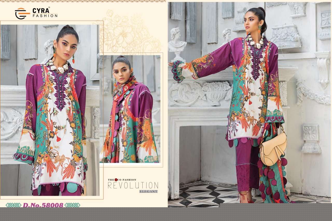 ALIZAH VOL-5 BY CYRA FASHION 58007 TO 58011 SERIES BEAUTIFUL SUITS STYLISH FANCY COLORFUL PARTY WEAR & OCCASIONAL WEAR JAM COTTON DIGITAL PRINTED DRESSES AT WHOLESALE PRICE