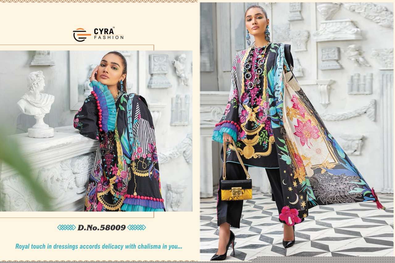 ALIZAH VOL-5 BY CYRA FASHION 58007 TO 58011 SERIES BEAUTIFUL SUITS STYLISH FANCY COLORFUL PARTY WEAR & OCCASIONAL WEAR JAM COTTON DIGITAL PRINTED DRESSES AT WHOLESALE PRICE