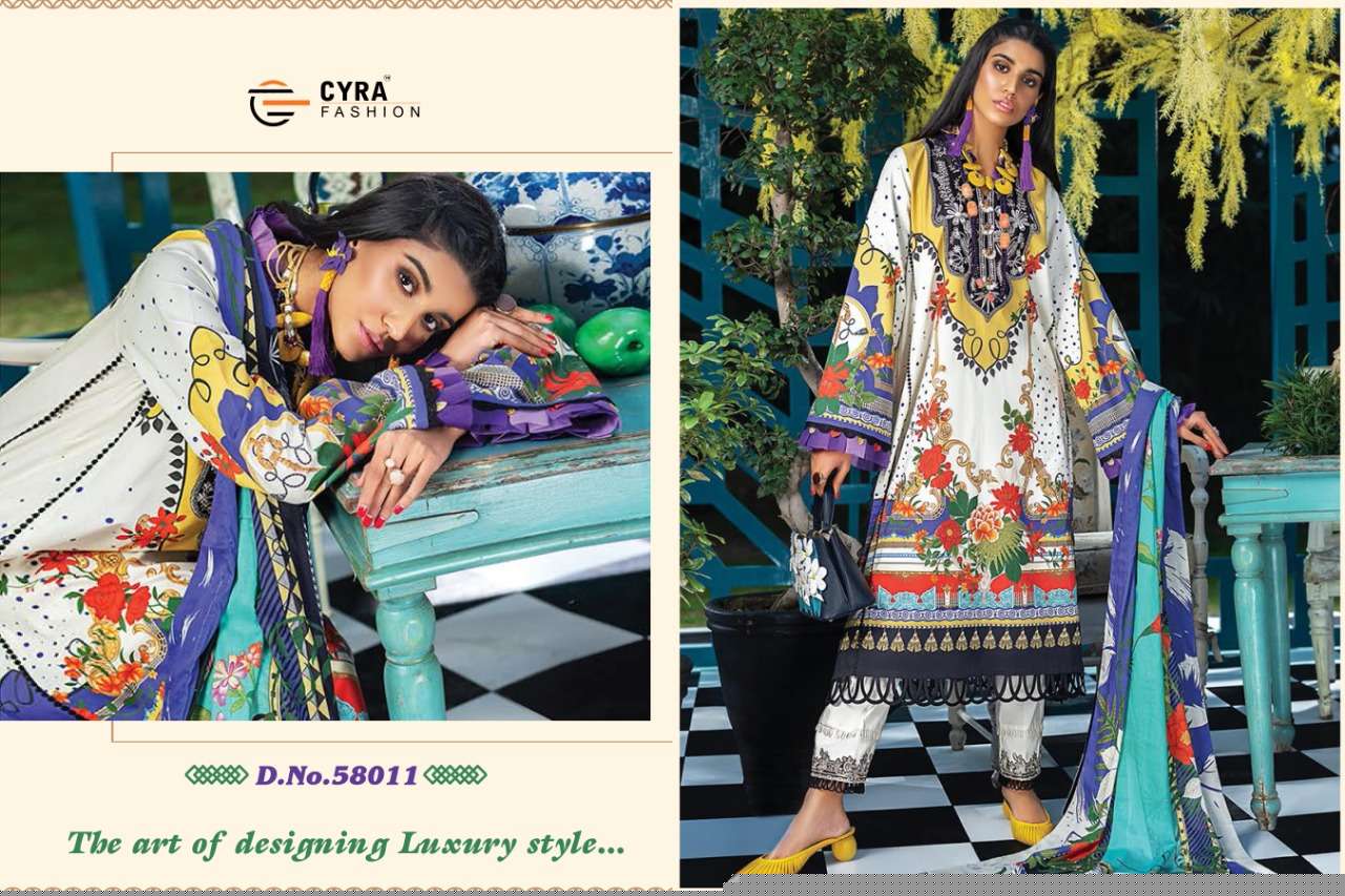 ALIZAH VOL-5 BY CYRA FASHION 58007 TO 58011 SERIES BEAUTIFUL SUITS STYLISH FANCY COLORFUL PARTY WEAR & OCCASIONAL WEAR JAM COTTON DIGITAL PRINTED DRESSES AT WHOLESALE PRICE