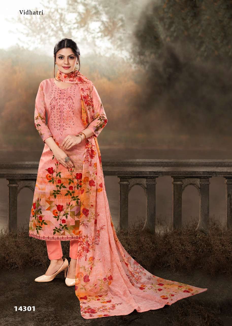 TABASSUM BY VIDHATRI 14301 TO 14308 SERIES BEAUTIFUL SUITS STYLISH FANCY COLORFUL CASUAL WEAR & ETHNIC WEAR LAWN COTTON EMBROIDERED DRESSES AT WHOLESALE PRICE