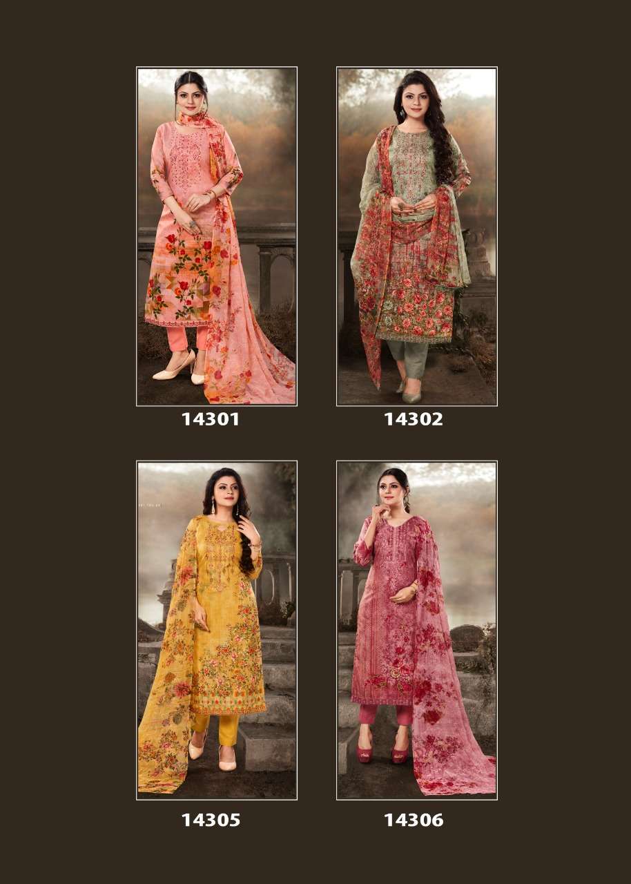 TABASSUM BY VIDHATRI 14301 TO 14308 SERIES BEAUTIFUL SUITS STYLISH FANCY COLORFUL CASUAL WEAR & ETHNIC WEAR LAWN COTTON EMBROIDERED DRESSES AT WHOLESALE PRICE