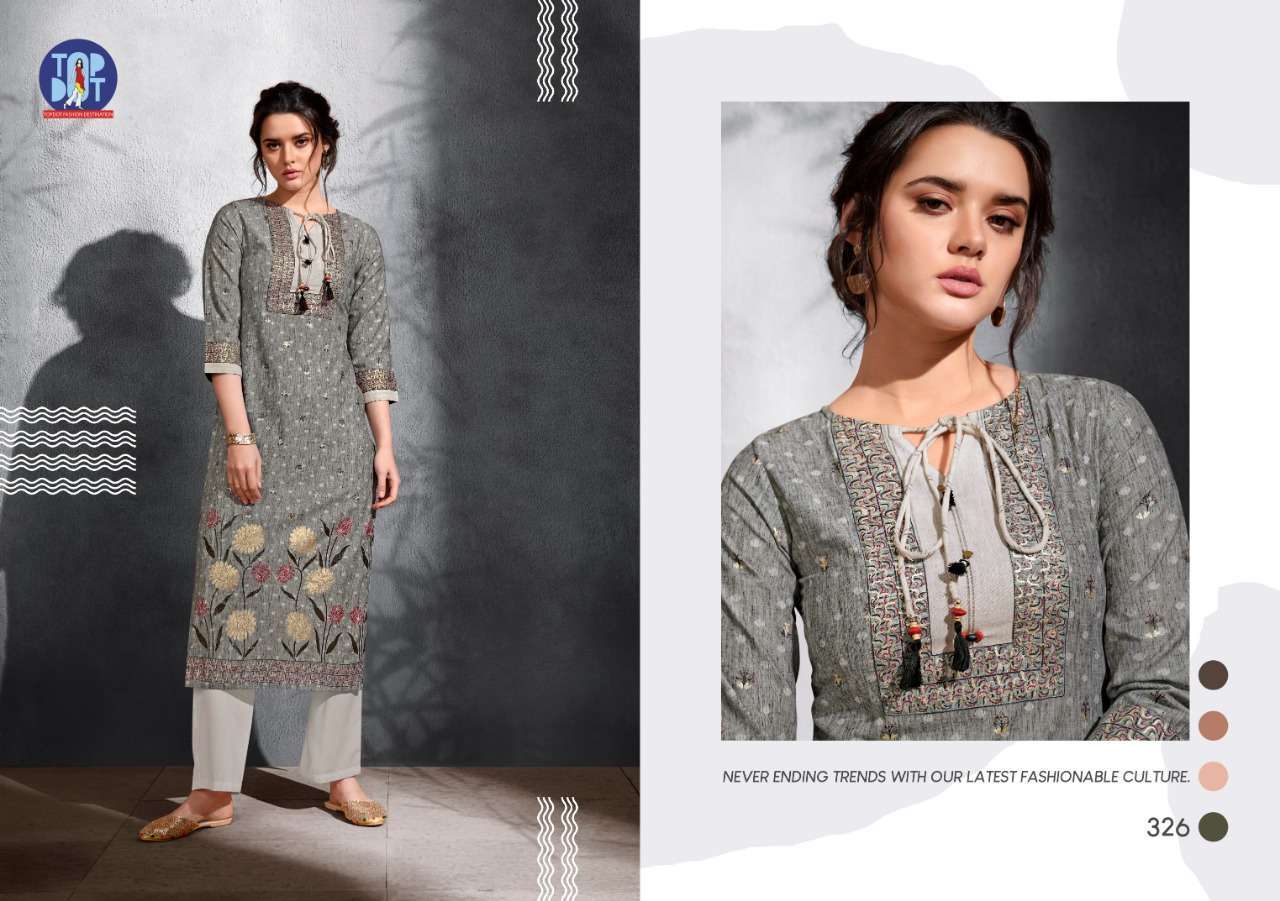 GOLD SOUL BY TOP DOT 321 TO 326 SERIES BEAUTIFUL COLORFUL STYLISH FANCY CASUAL WEAR & ETHNIC WEAR & READY TO WEAR VISCOSE HANDLOOM KURTIS AT WHOLESALE PRICE