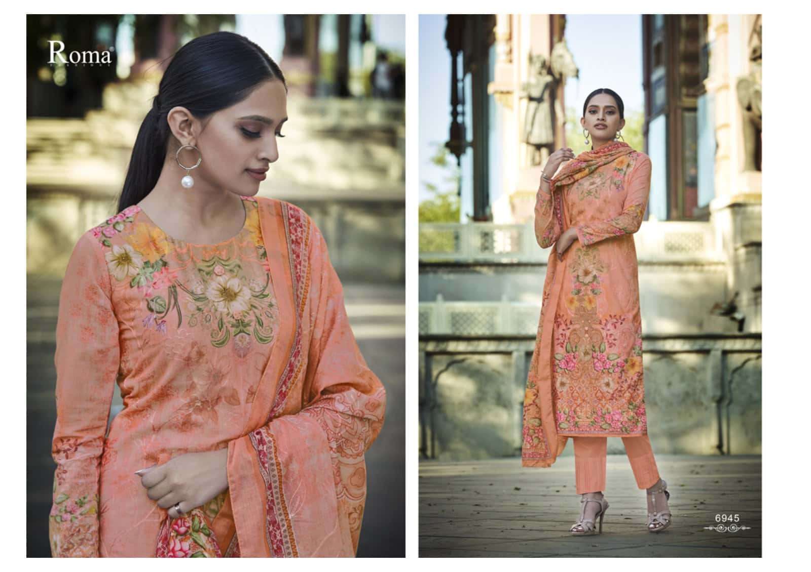 CORAL BY ROMA FASHION 6944 TO 6952 SERIES BEAUTIFUL SUITS STYLISH FANCY COLORFUL CASUAL WEAR & ETHNIC WEAR COTTON DIGITAL PRINTED WITH EMBROIDERY DRESSES AT WHOLESALE PRICE