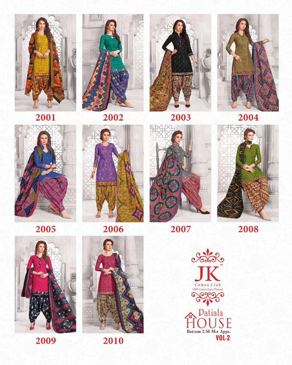 PATIYALA HOUSE VOL-2 BY JK COTTON CLUB 2001 TO 2010 SERIES BEAUTIFUL COLORFUL STYLISH PRETTY PARTY WEAR CASUAL WEAR OCCASIONAL WEAR COTTON PRINTED DRESSES AT WHOLESALE PRICE