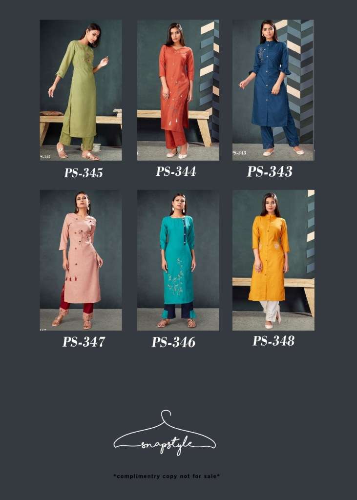 KHWAAB BY SNAPSTYLE 343 TO 348 SERIES STYLISH FANCY BEAUTIFUL COLORFUL CASUAL WEAR & ETHNIC WEAR COTTON SLUB EMBROIDERED KURTIS WITH BOTTOM AT WHOLESALE PRICE