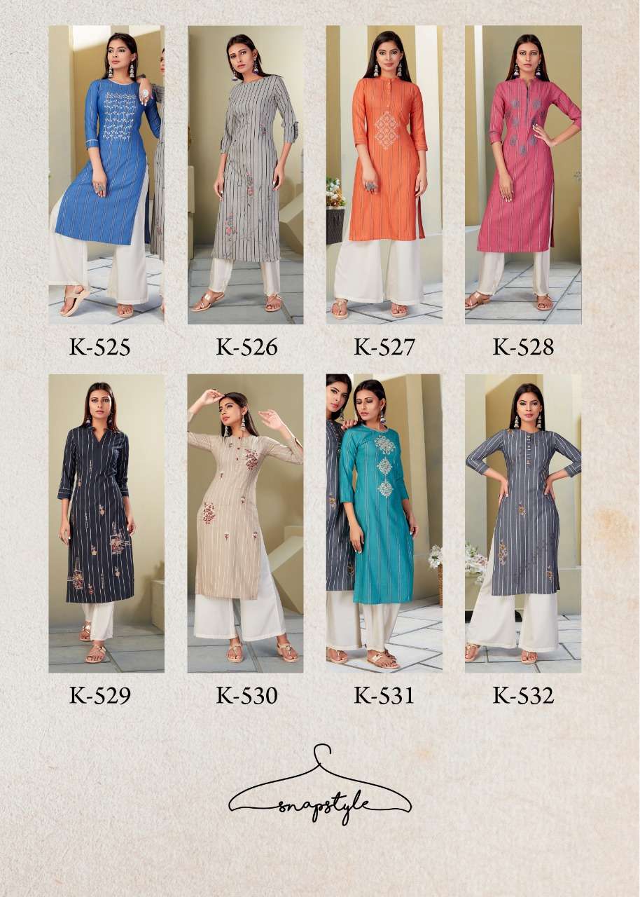 ROMA BY SNAPSTYLE 525 TO 532 SERIES STYLISH FANCY BEAUTIFUL COLORFUL CASUAL WEAR & ETHNIC WEAR PREMIUM SOUTH WOVEN EMBROIDERED KURTIS AT WHOLESALE PRICE