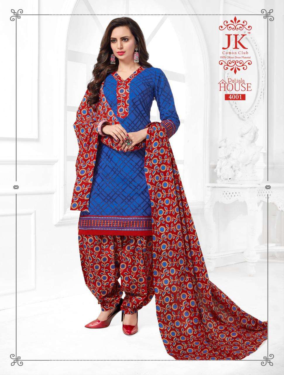 PATIYALA HOUSE VOL-4 BY JK COTTON CLUB 4001 TO 4020 SERIES BEAUTIFUL COLORFUL STYLISH PRETTY PARTY WEAR CASUAL WEAR OCCASIONAL WEAR COTTON PRINTED DRESSES AT WHOLESALE PRICE