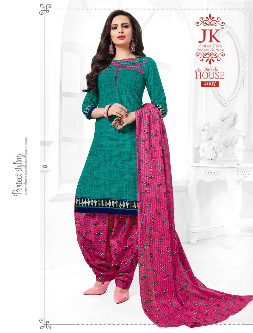 PATIYALA HOUSE VOL-4 BY JK COTTON CLUB 4001 TO 4020 SERIES BEAUTIFUL COLORFUL STYLISH PRETTY PARTY WEAR CASUAL WEAR OCCASIONAL WEAR COTTON PRINTED DRESSES AT WHOLESALE PRICE