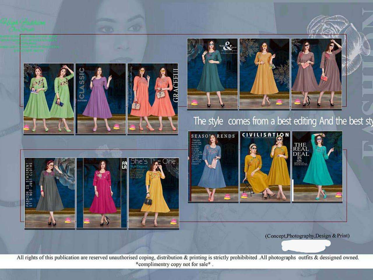 SPRING BY SHRIYA 5001 TO 5012 SERIES BEAUTIFUL COLORFUL STYLISH FANCY CASUAL WEAR & ETHNIC WEAR & READY TO WEAR RAYON WITH EMBROIDERY KURTIS AT WHOLESALE PRICE