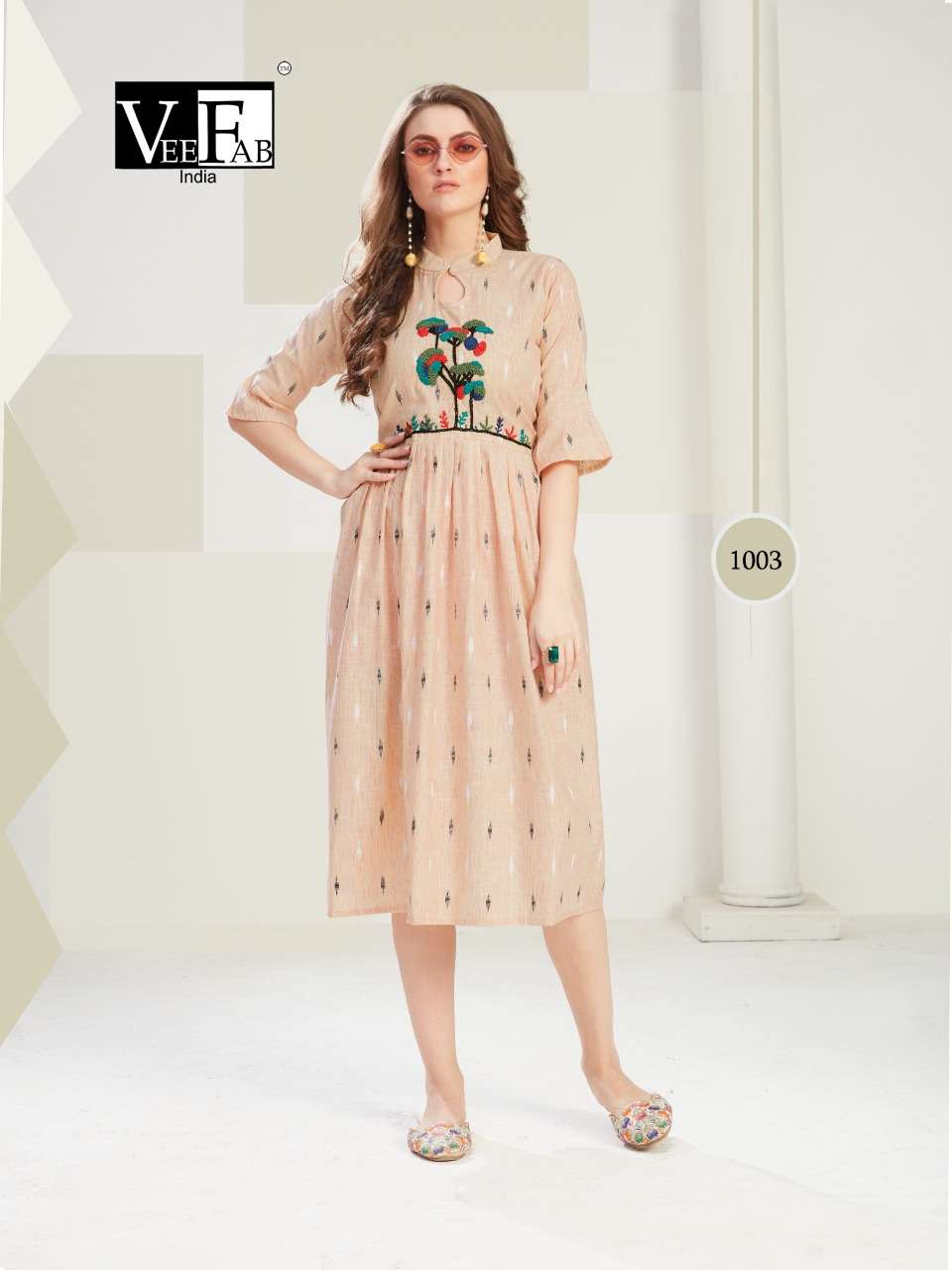 OUTLOOK BY VEE FAB 1001 TO 1005 SERIES BEAUTIFUL COLORFUL STYLISH FANCY CASUAL WEAR & ETHNIC WEAR & READY TO WEAR HEAVY SOUTH COTTON KURTIS AT WHOLESALE PRICE