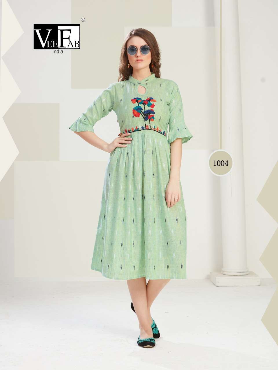 OUTLOOK BY VEE FAB 1001 TO 1005 SERIES BEAUTIFUL COLORFUL STYLISH FANCY CASUAL WEAR & ETHNIC WEAR & READY TO WEAR HEAVY SOUTH COTTON KURTIS AT WHOLESALE PRICE