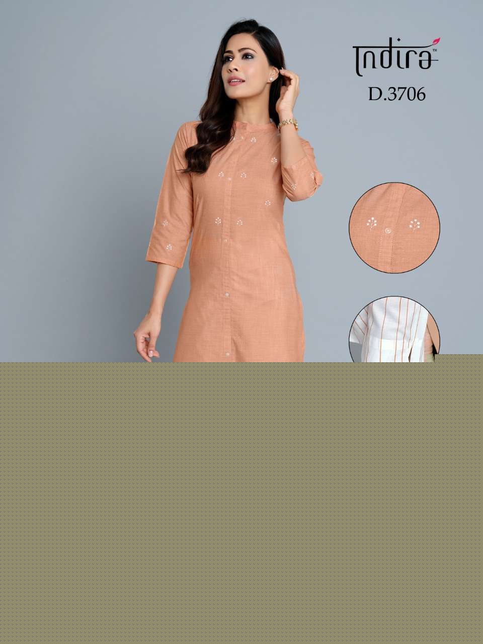 SAUMYA BY INDIRA 3701 TO 3706 SERIES BEAUTIFUL COLORFUL STYLISH FANCY CASUAL WEAR & ETHNIC WEAR & READY TO WEAR SOFT COTTON WITH EMBROIDERY KURTIS AT WHOLESALE PRICE