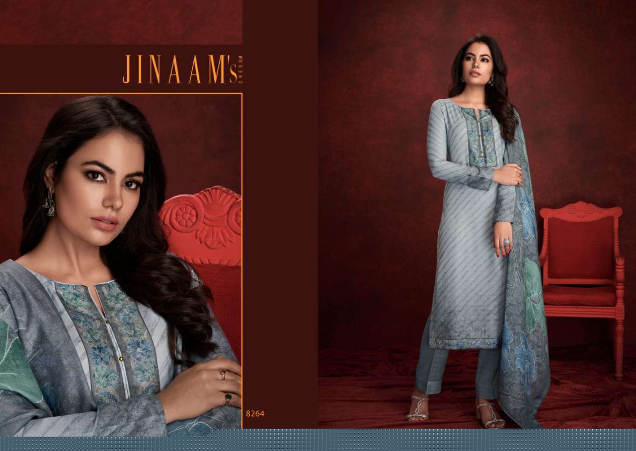 JINAAM NICASIA BY JINAAM DRESSES 8262 TO 8267 SERIES DESIGNER SHARARA SUITS BEAUTIFUL FANCY COLORFUL STYLISH PARTY WEAR & ETHNIC WEAR COTTON SATIN DIGITAL PRINTED DRESSES AT WHOLESALE PRICE