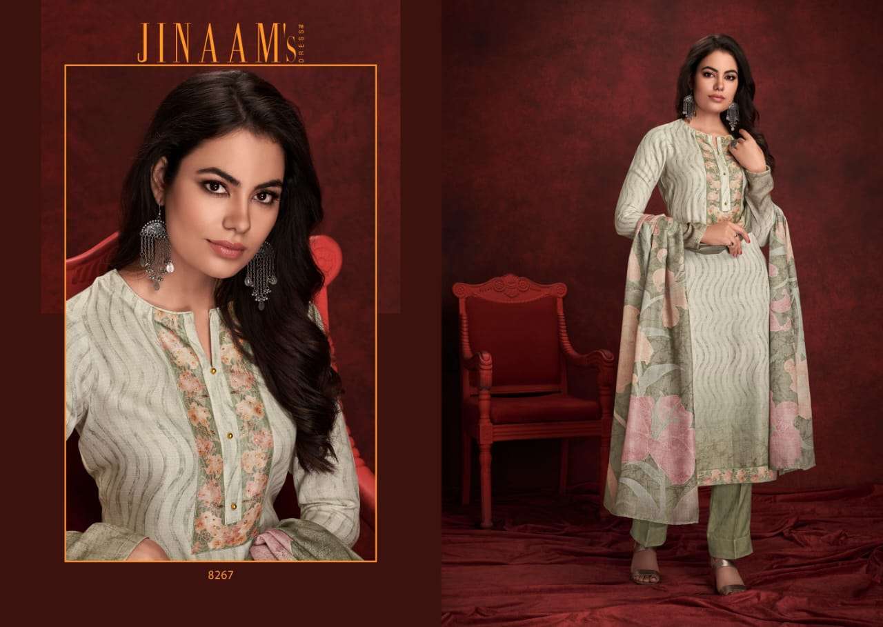 JINAAM NICASIA BY JINAAM DRESSES 8262 TO 8267 SERIES DESIGNER SHARARA SUITS BEAUTIFUL FANCY COLORFUL STYLISH PARTY WEAR & ETHNIC WEAR COTTON SATIN DIGITAL PRINTED DRESSES AT WHOLESALE PRICE