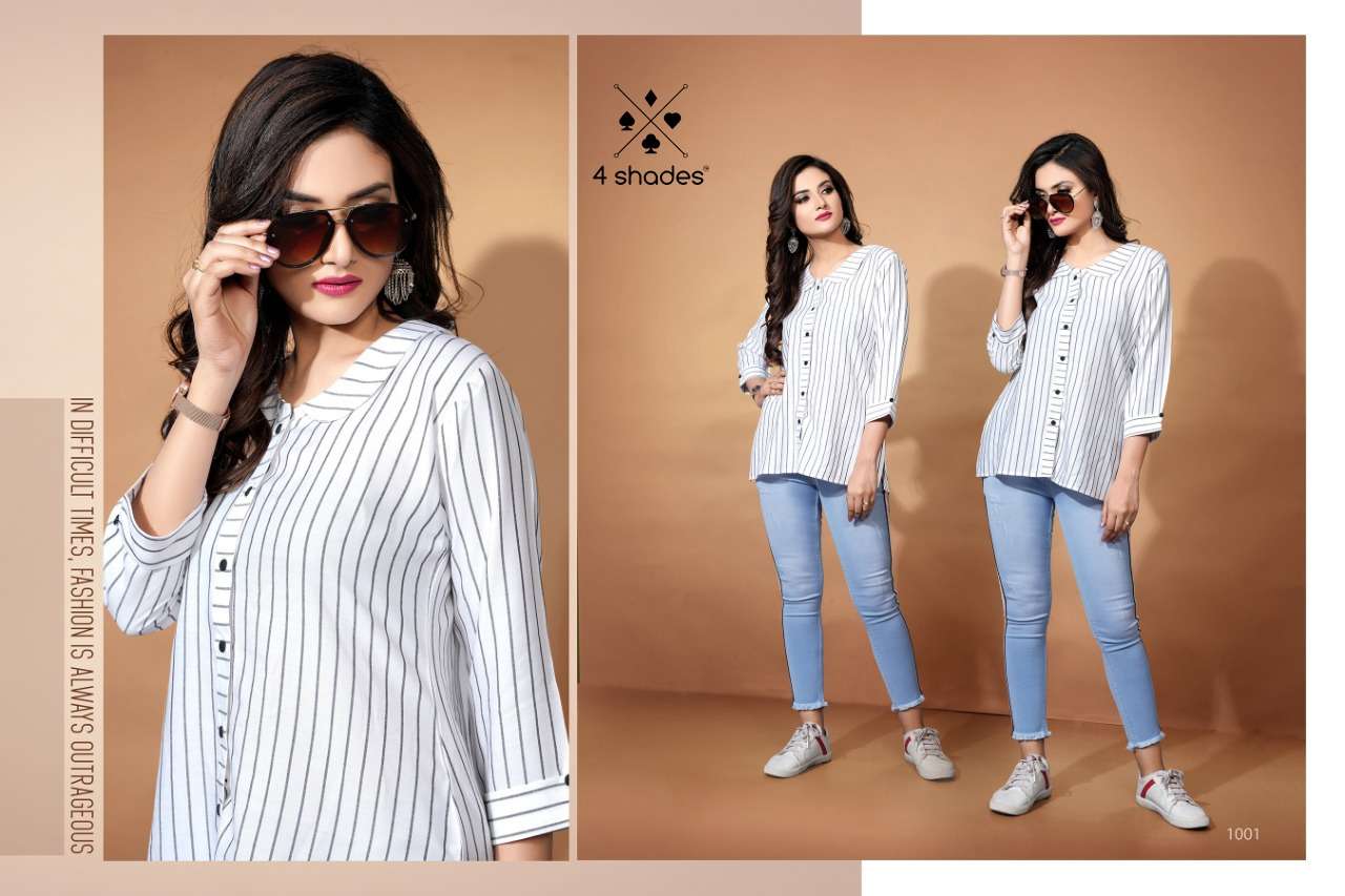 FLORA BY 4 SHADES 1001 TO 1005 SERIES BEAUTIFUL STYLISH FANCY COLORFUL CASUAL WEAR & ETHNIC WEAR RAYON 14 KG TOPS AT WHOLESALE PRICE