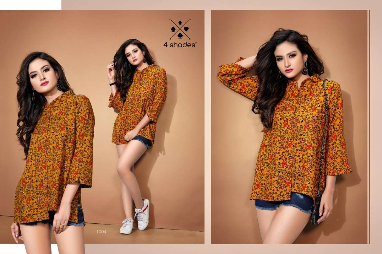 FLORA BY 4 SHADES 1001 TO 1005 SERIES BEAUTIFUL STYLISH FANCY COLORFUL CASUAL WEAR & ETHNIC WEAR RAYON 14 KG TOPS AT WHOLESALE PRICE