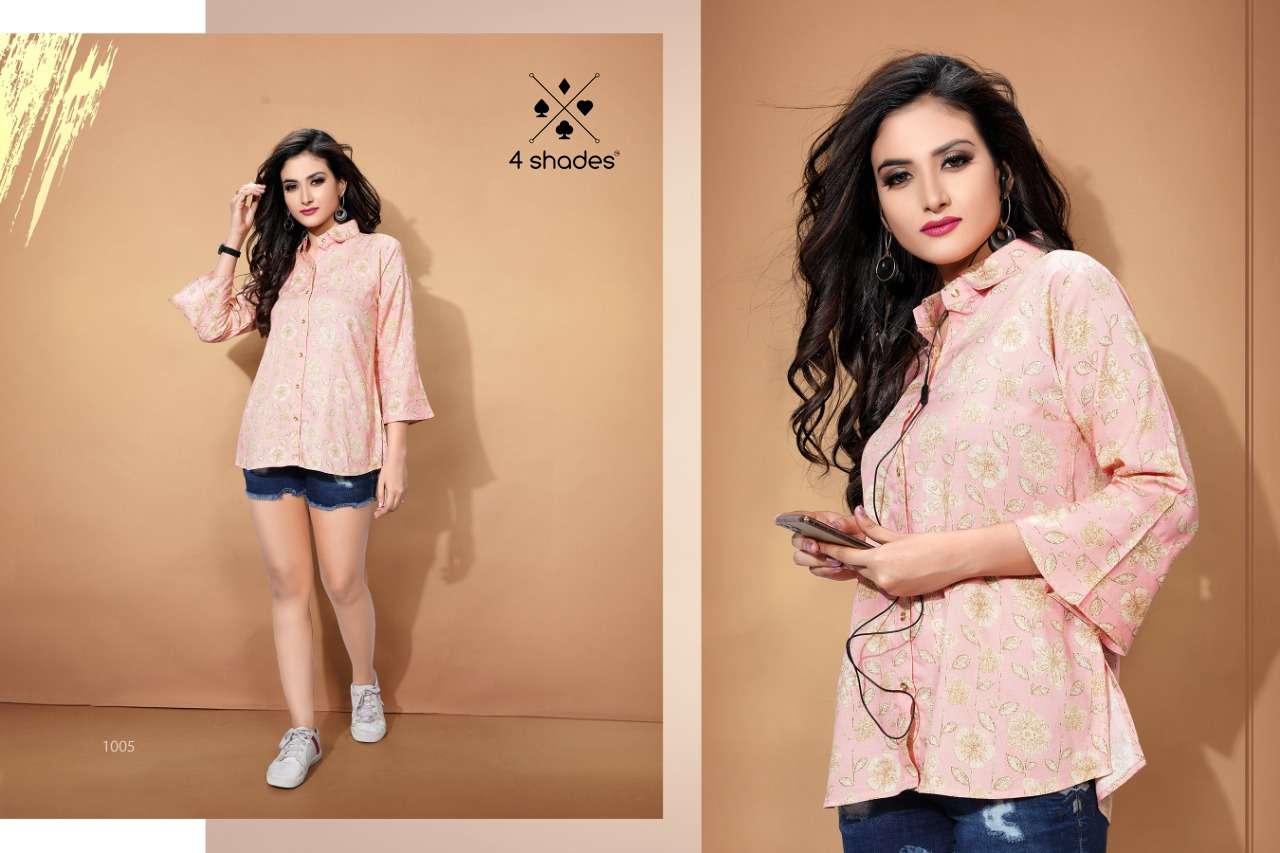 FLORA BY 4 SHADES 1001 TO 1005 SERIES BEAUTIFUL STYLISH FANCY COLORFUL CASUAL WEAR & ETHNIC WEAR RAYON 14 KG TOPS AT WHOLESALE PRICE